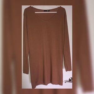 Long Sleeve V Neck Rib T-Shirt